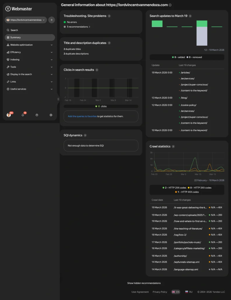 Yandex Webmaster Tools